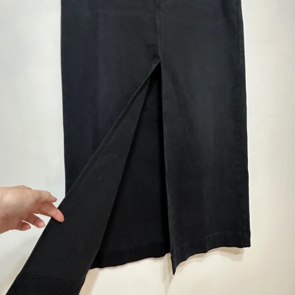 J. Crew Black Denim Jean Maxi Skirt Womens 30 Front Slit Grunge Streetwear Chic